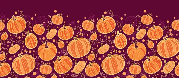 Thanksgiving citrouilles bord horizontal fond de motif sans couture — Image vectorielle