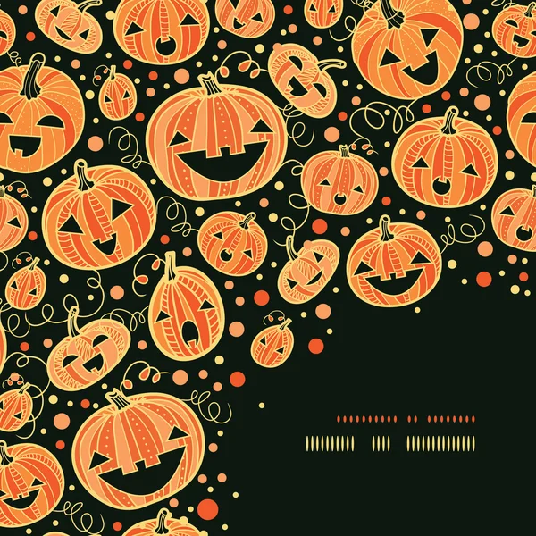 Halloween pumpkins corner decor pattern background — Stock Vector