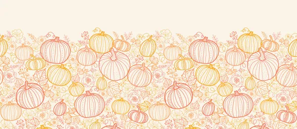 感謝祭ライン アート カボチャ垂直シームレス パターン背景 — ストックベクタ