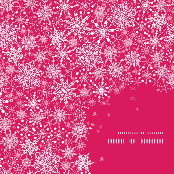 Copo de nieve textura esquina marco patrón fondo — Vector de stock