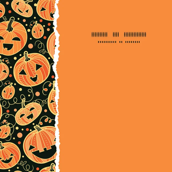 Halloween abóboras quadrado rasgado quadro sem costura padrão fundo — Vetor de Stock