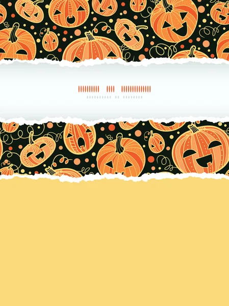 Halloween pompoenen verticale gescheurde frame decor naadloze patroon achtergrond — Stockvector