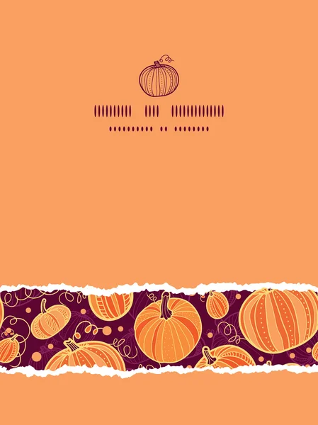 Calabazas de acción de gracias vertical rasgado sin costura patrón de fondo — Vector de stock