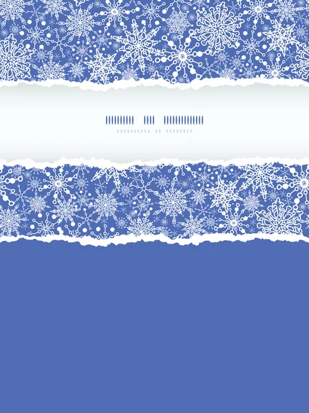 Sneeuwvlok textuur verticale gescheurde frame naadloze patroon achtergrond — Stockvector