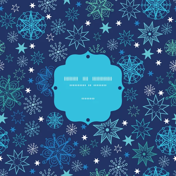 Flocon de neige nuit cadre sans couture motif arrière-plan — Image vectorielle