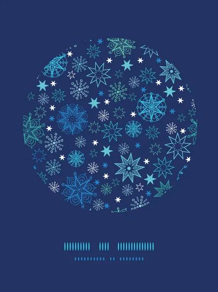 Night snowflakes circle decor pattern background — Stock Vector