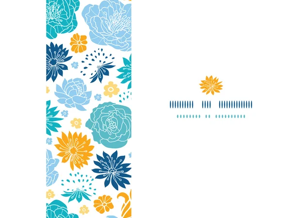 Azul e amarelo silhuetas flor horizontal decoração sem costura fundo padrão — Vetor de Stock