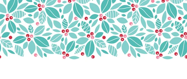 Noël houx baies horizontal sans couture motif fond — Image vectorielle