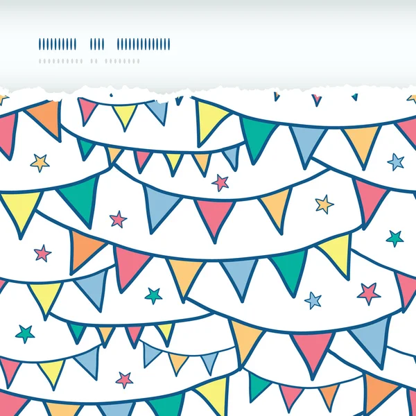 Bandiere colorate doodle bunting orizzontale strappato senza cuciture modello di sfondo — Vettoriale Stock