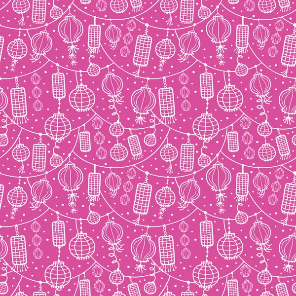 Holiday lanterns line art seamless pattern background — Stock Vector