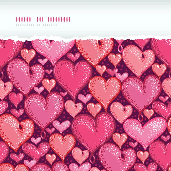 Red Valentine 's Day Hearts Horizontal Torn Seamless Pattern Fondo — Vector de stock