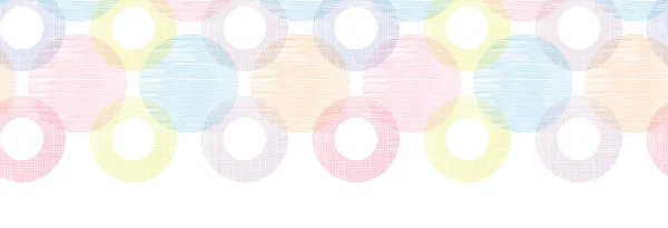 Kleurrijke textiel cirkels horizontale naadloze patter achtergrond grens — Stockvector