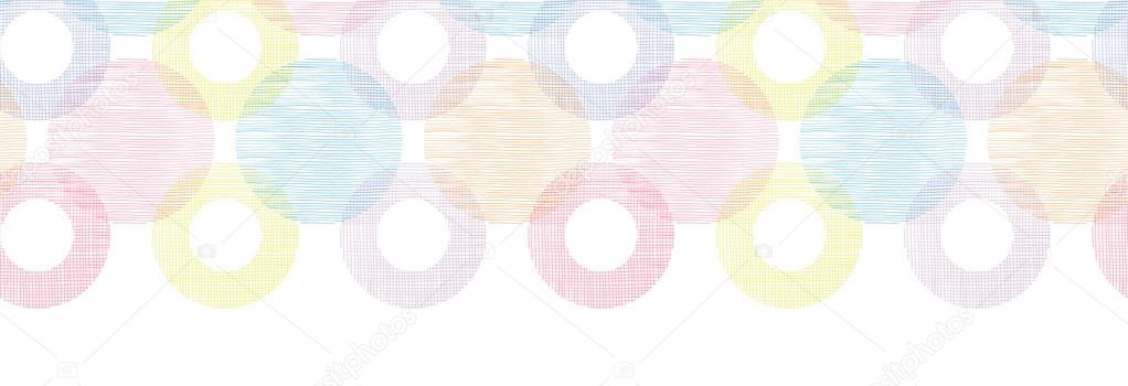 Colorful textile circles horizontal seamless patter background border