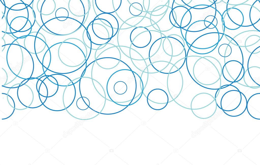 Abstract blue circles horizontal border seamless pattern background