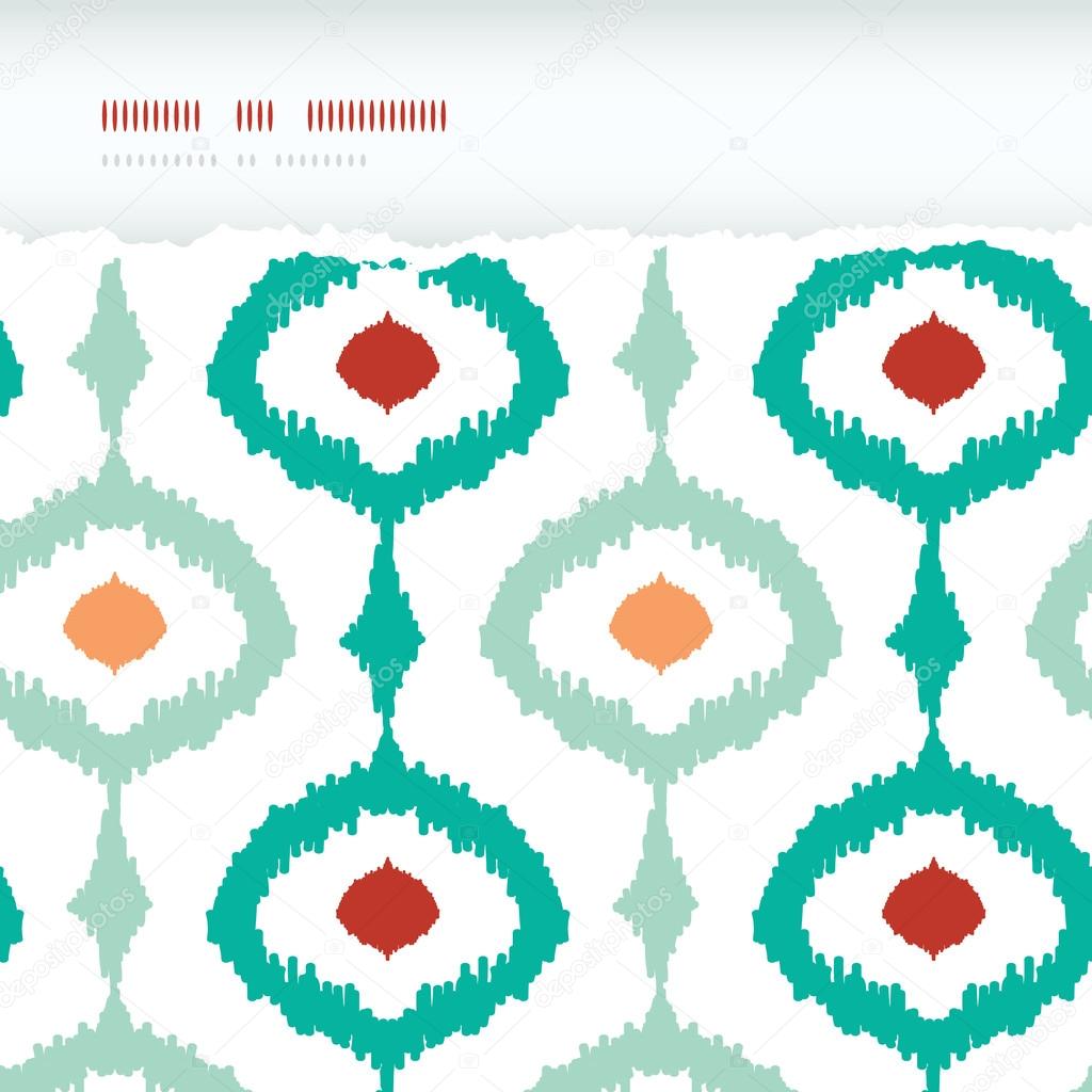 Colorful chain ikat frame horizontal torn seamless pattern background