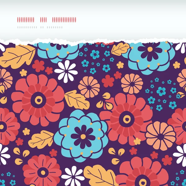Kleurrijke boeket bloemen horizontaal verscheurd naadloze patroon achtergrond — Stockvector