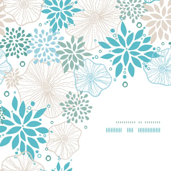 青と灰色の植物コーナーの装飾パターン背景 — ストックベクタ