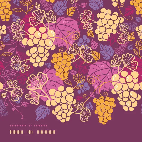 Viñas de uva dulce borde horizontal sin costura patrón de fondo — Vector de stock