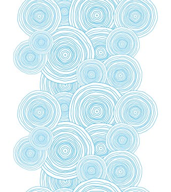 Doodle circle water texture vertical border seamless pattern background