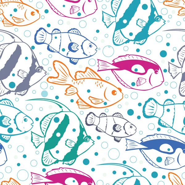 Colorful fish vector seamless pattern background — Stock Vector