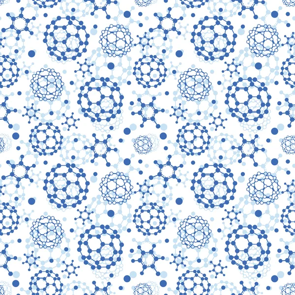 Moléculas azules textura sin costura patrón de fondo — Vector de stock