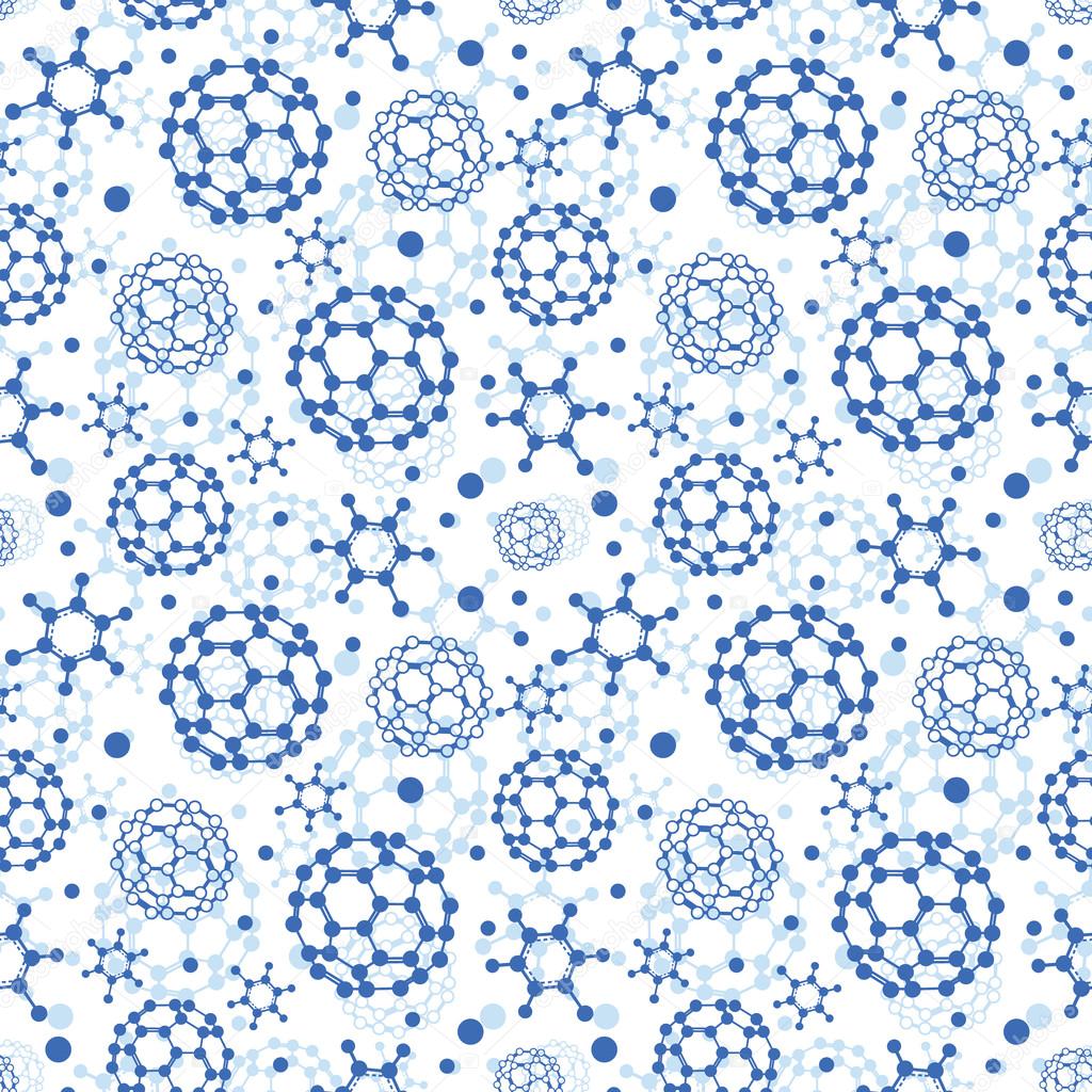 Blue molecules texture seamless pattern background