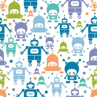 sevimli renkli çizgi robotlar Dikişsiz desen arka plan