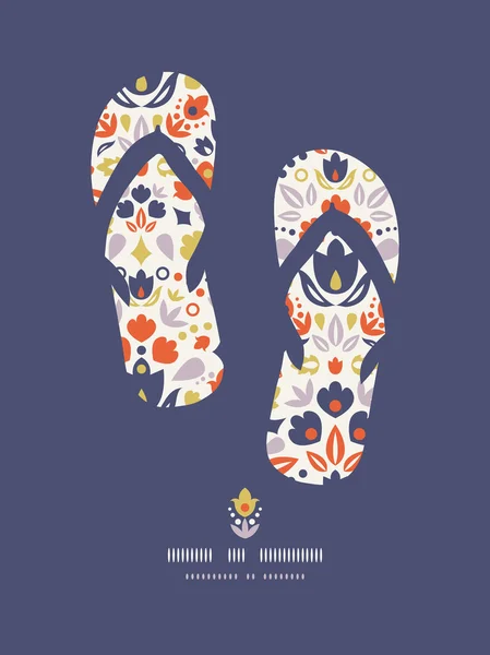 Ornamentale Folk Tulpen Flip Flops Muster Hintergrund — Stockvektor