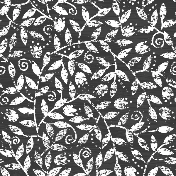 Feuilles de craie tableau noir fond de motif sans couture — Image vectorielle