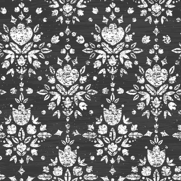 Craie texturée damassé floral fond de motif sans couture — Image vectorielle