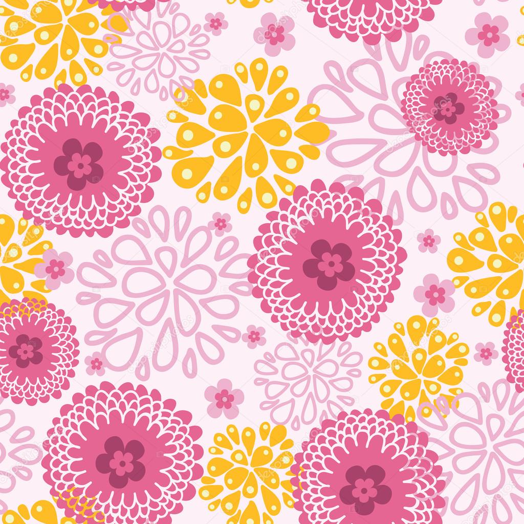 Pink field flowers seamless pattern background