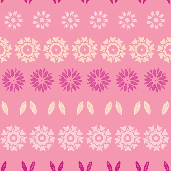 Pink abstract flowers stripes seamless pattern background — Stock Vector