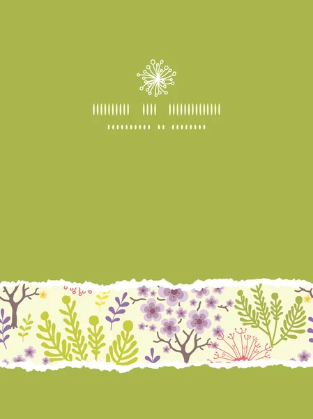 Blossoming trees vertical torn frame seamless pattern background — Stock Vector