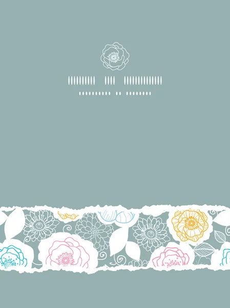 Silber und Farben Blumen vertikal gerissen nahtlose Muster Hintergrund — Stockvektor