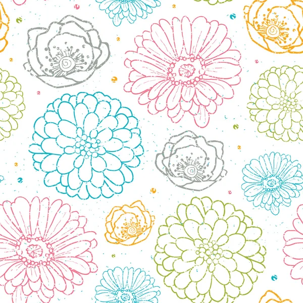 Fleurs de craie fond de motif sans couture coloré — Image vectorielle