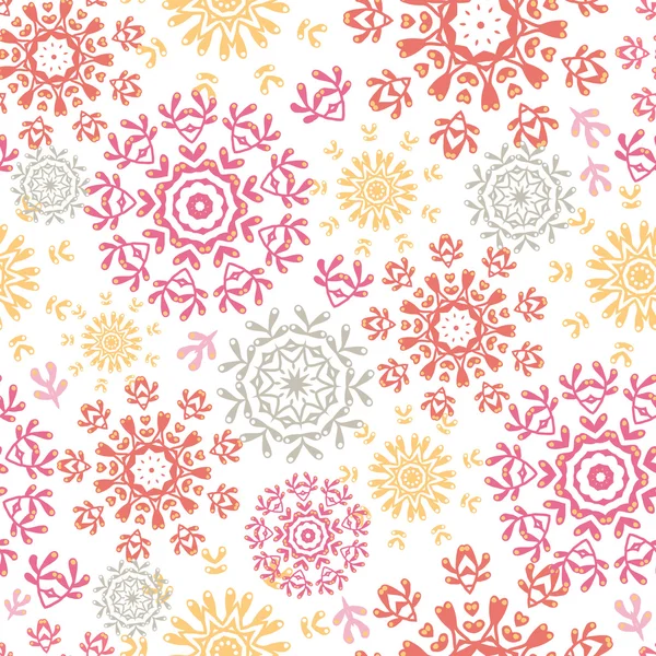 Folk floral cirkels abstract naadloze patroon achtergrond — Stockvector