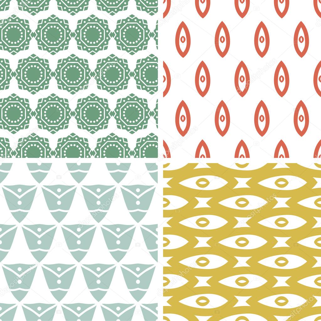 Four tribal shapes abstract geometric patterns and backgrounds
