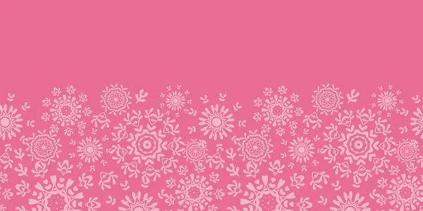 Folk rosa círculos florais textura abstrato horizontal sem costura fundo padrão — Vetor de Stock