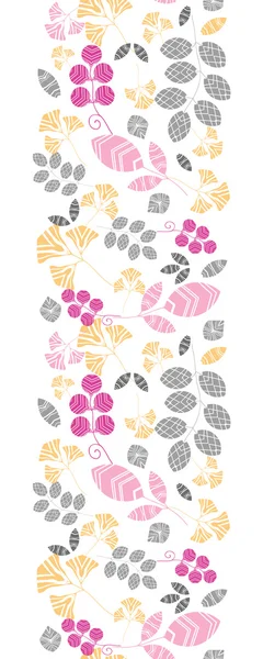 Abstract pink, yellow and gray leaves vertical seamless pattern background — Stock Vector