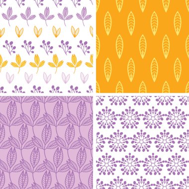 arka plan ayarlamak dört soyut pembe mor sarı halk yaprakları Dikişsiz desen