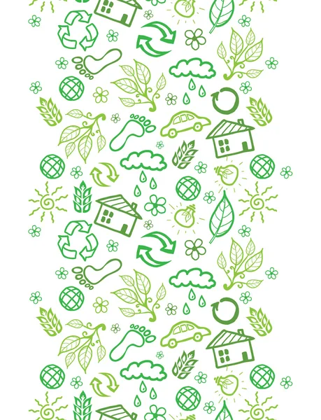 Symboles écologiques vertical sans couture motif fond bordure — Image vectorielle