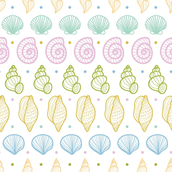 Seashells stripes line art seamless pattern background — Stock Vector