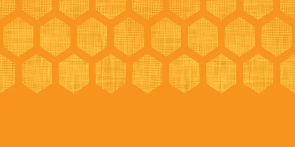 Abstract honey yellow honeycomb fabric textured horizontal seamless pattern background — Stock Vector