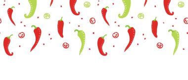 Kırmızı ve yeşil yatay Dikişsiz desen arka plan Chili peppers