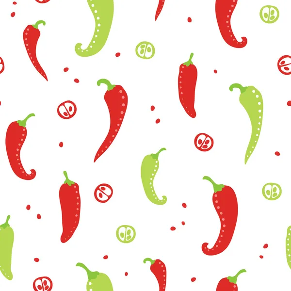 Cabai paprika latar belakang pola merah dan hijau mulus - Stok Vektor