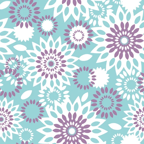 紫と青抽象的なシームレスな花柄の背景 — ストックベクタ