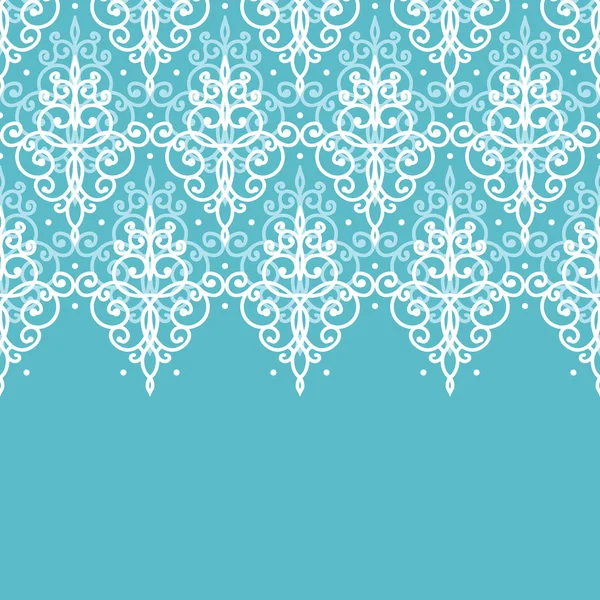 Light blue swirls damask horizontal seamless pattern background — Stock Vector