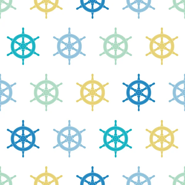 Nautiska fartyget hjul färgglada sömlös bakgrund — Stock vektor