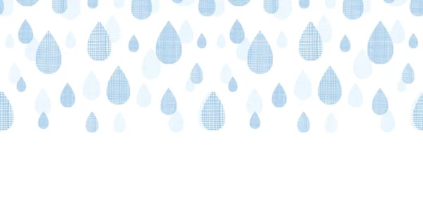 Abstract textile blue rain drops horizontal seamless pattern background — Stock Vector