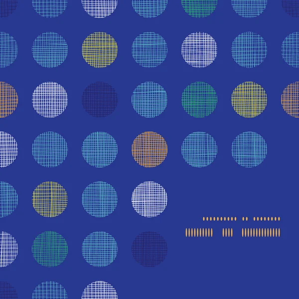 Abstracte textiel polka dots op blauw frame hoek patroon achtergrond — Stockvector